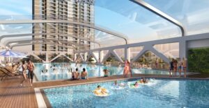 Bể bơi mái kính Vinhomes Vũ Yên - Thiết kế hiện đại, mở rộng tầm nhìn