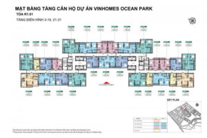 Mặt bằng R1 01 Vinhomes Ocean Park - Mặt bằng tầng điển hình tòa R1 01 THe Zenpark