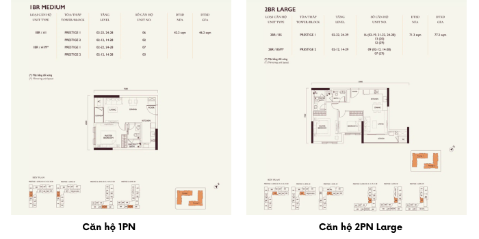 Phân khu Lumi Prestige Lumi Hanoi - Mặt bằng căn hộ 1