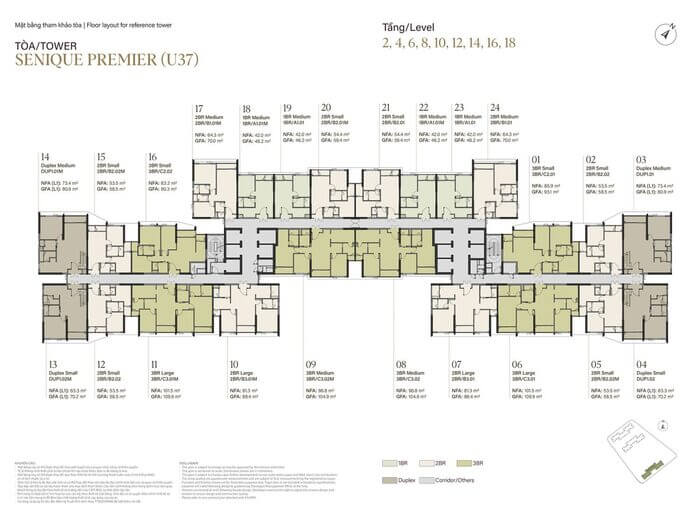 The Senique Premier mặt bằng tầng The Senique Premier mặt bằng tầng