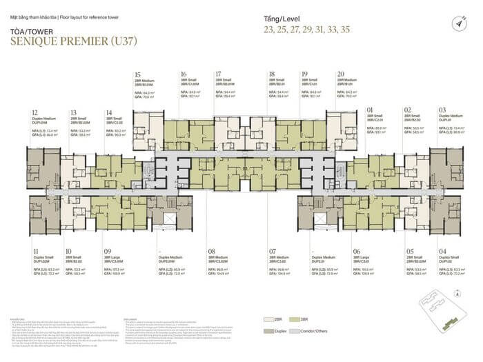 The Senique Premier mặt bằng tầng