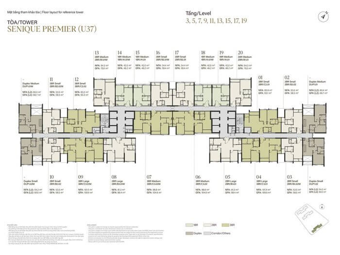 The Senique Premier mặt bằng tầng The Senique Premier mặt bằng tầng