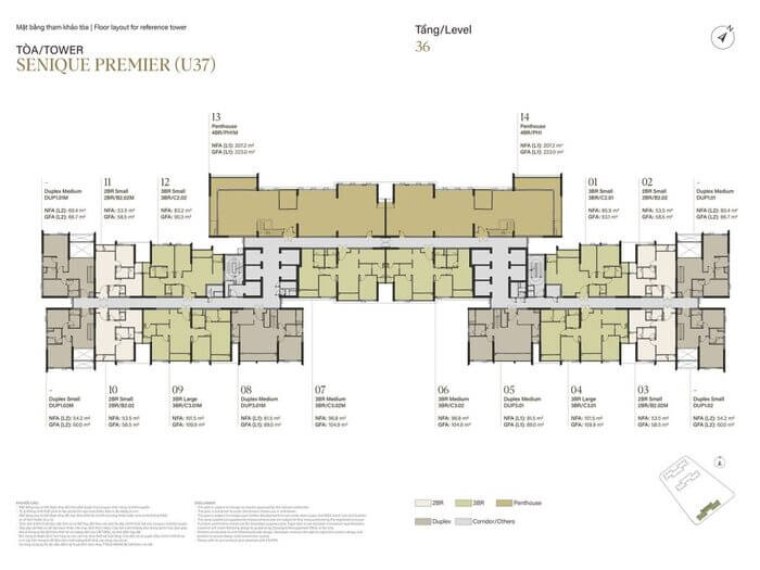 The Senique Premier mặt bằng tầng The Senique Premier mặt bằng tầng