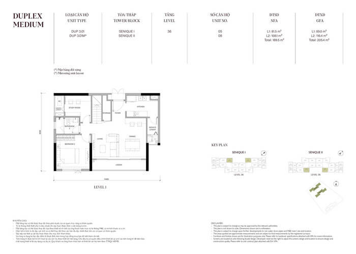 Tòa The Senique 1 Vinhomes Ocean Park Duplex 108m2 Tòa The Senique 1 Vinhomes Ocean Park Duplex 108m2