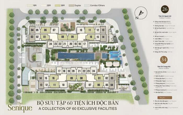 Tòa The Senique 1 Vinhomes Ocean Park mặt bằng tổng thể Tòa The Senique 1 Vinhomes Ocean Park mặt bằng tổng thể