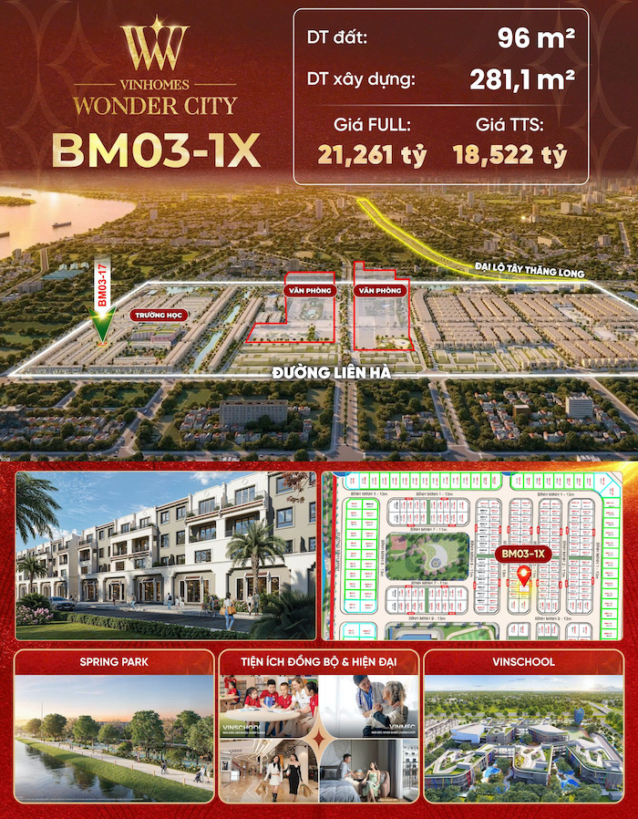 Bán liền kề Bình Minh 3 Vinhomes Wonder City Đan Phượng, cạnh công viên Bán liền kề Bình Minh 3 Vinhomes Wonder City Đan Phượng, cạnh công viên