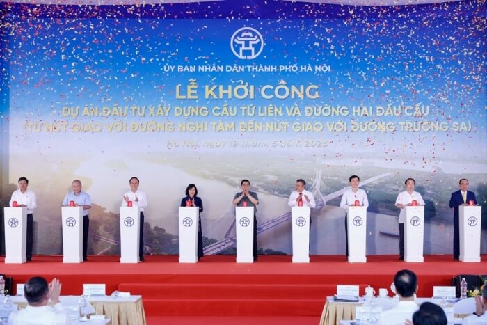Chính thức khởi công cầu Tứ Liên Chính thức khởi công cầu Tứ Liên