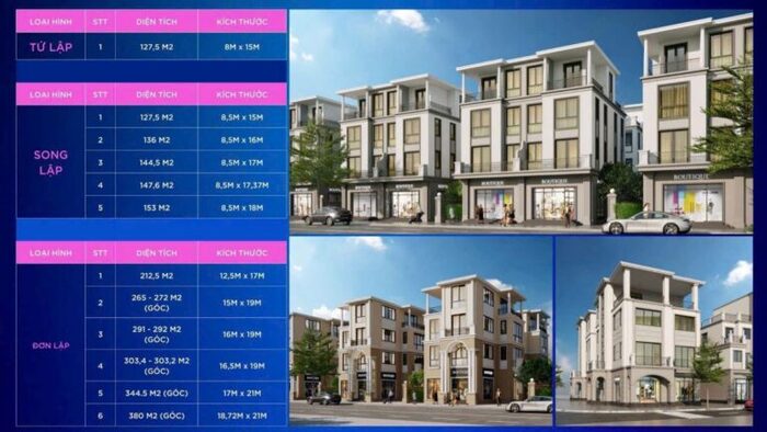 Thông số biệt thự Vinhomes Green Paradises Thông số biệt thự Vinhomes Green Paradises