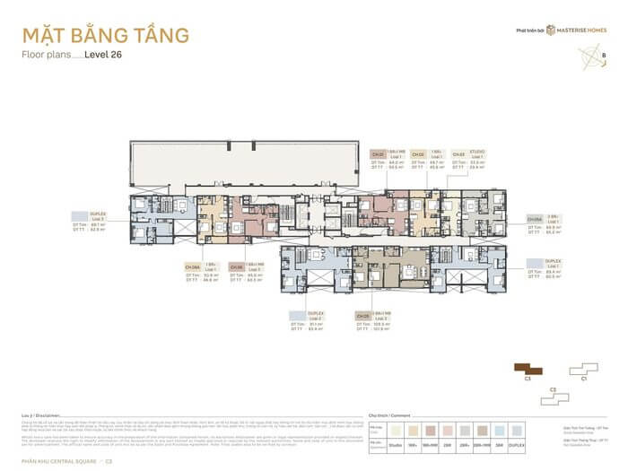 Mặt bằng tầng 3-24 tòa C3 Masteri Trinity Square Tòa C3 Masteri Trinity Square 26