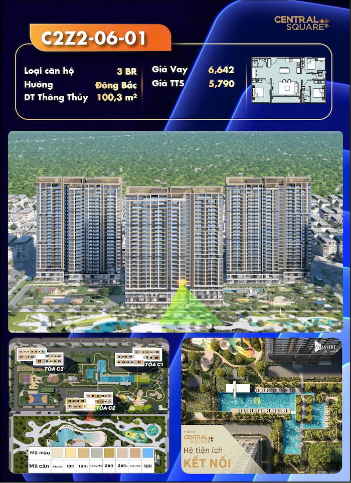 Bán căn hộ Masteri Central Square view nội khu VIP, toà C2 trung tâm Bán căn hộ Masteri Central Square view nội khu VIP, toà C2 trung tâm
