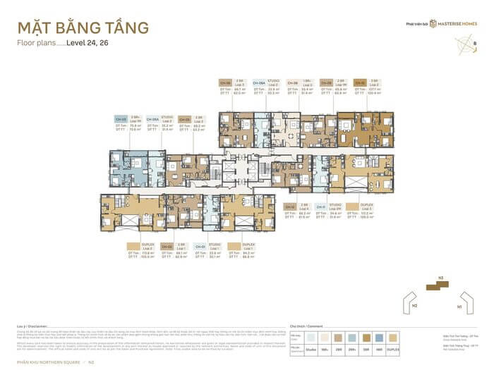 Mặt bằng tầng 24-26 tòa N3 Masteri Northern Square Mặt bằng tầng 24-26 tòa N3 Masteri Northern Square