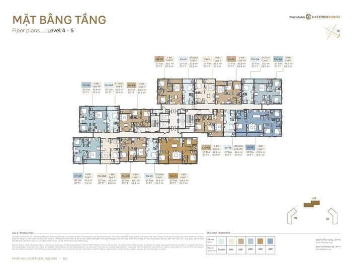 Mặt bằng tầng 4-5 tòa N3 Masteri Northern Square Mặt bằng tầng 4-5 tòa N3 Masteri Northern Square