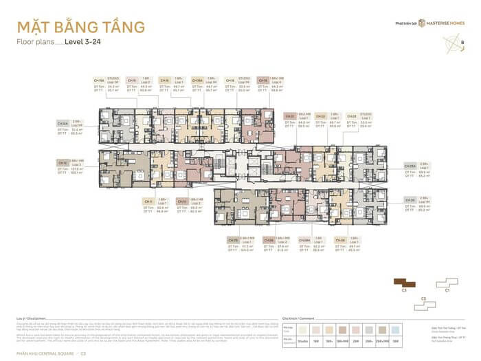 Tòa C3 Masteri Trinity Square mặt bằng tầng 3-24 Tòa C3 Masteri Trinity Square mặt bằng tầng 3-24
