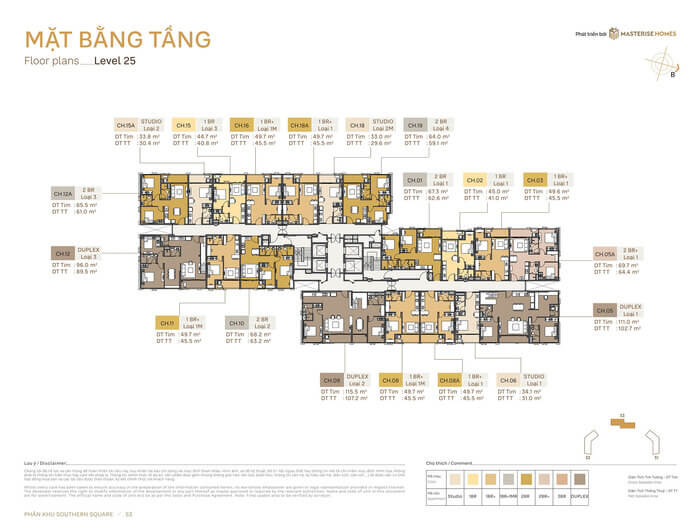 Tòa S3 Masteri Southern Square mặt bằng tầng 25 Tòa S3 Masteri Southern Square mặt bằng tầng 25