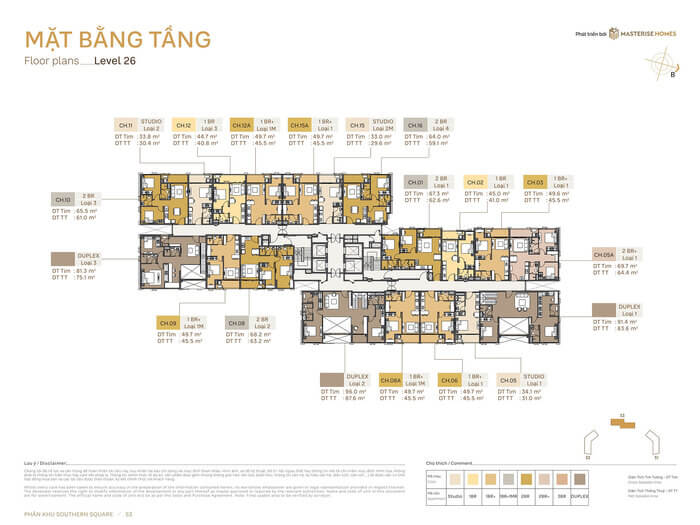 Tòa S3 Masteri Southern Square mặt bằng tầng 26 Tòa S3 Masteri Southern Square mặt bằng tầng 26