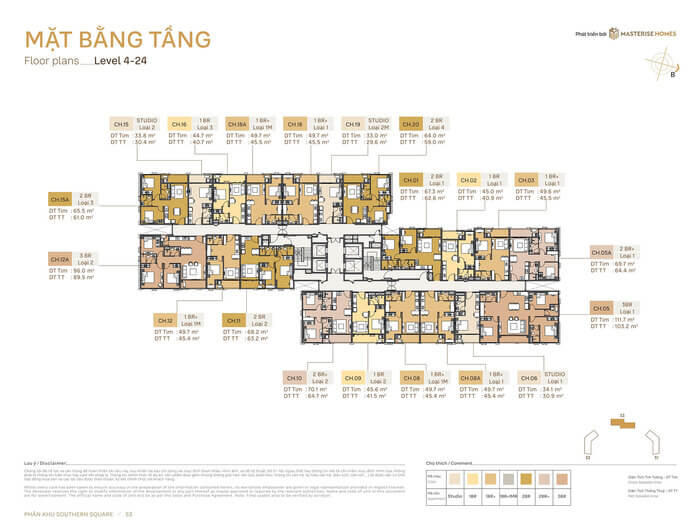 Tòa S3 Masteri Southern Square mặt bằng tầng 4-24 Tòa S3 Masteri Southern Square mặt bằng tầng 4-24