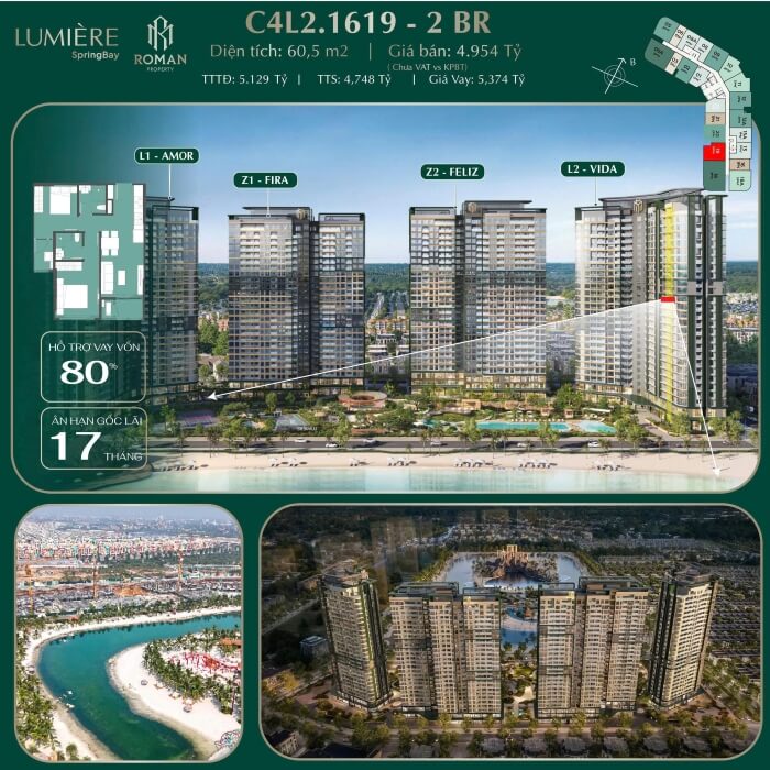 Căn hộ 2PN Lumiere Spring Bay Căn hộ 2PN Lumiere Spring Bay