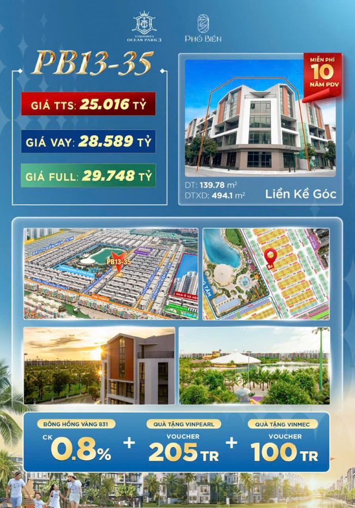 Liền kề góc Phố Biển Vinhomes Ocean Park 3 Liền kề góc Phố Biển Vinhomes Ocean Park 3