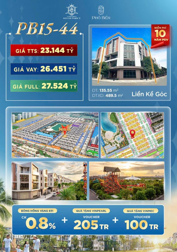 Liền kề góc Phố Biển Vinhomes Ocean Park 3 Liền kề góc Phố Biển Vinhomes Ocean Park 3