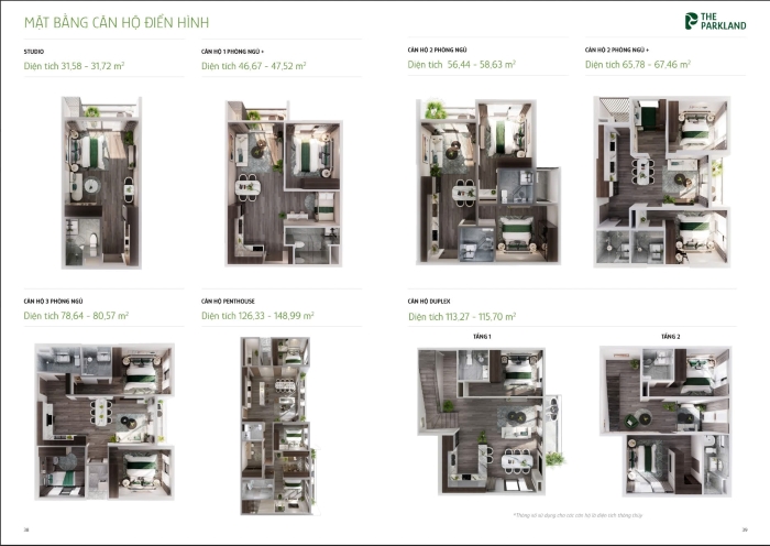 Bảng hàng The Parkland Ocean City Bảng hàng The Parkland Ocean City