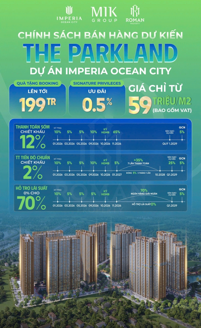 Booking căn hộ The Parkland Ocean City