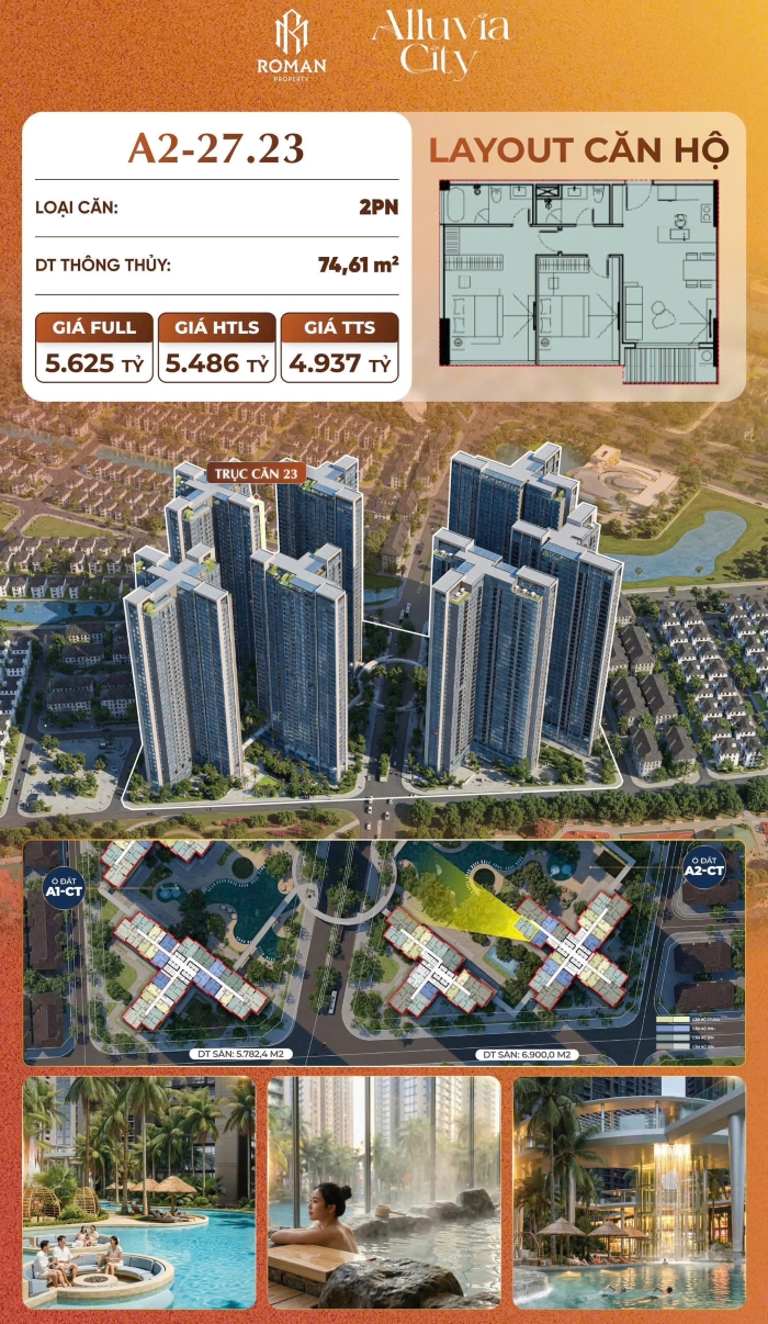 Căn hộ 2PN Alumi Văn Giang