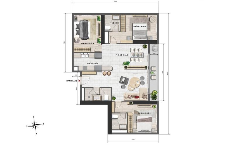 Căn hộ 3PN Alumi Văn Giang 