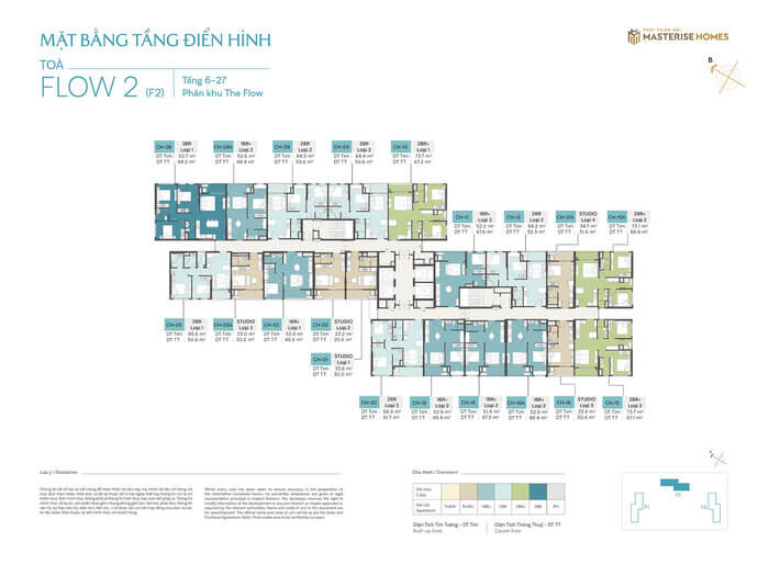 Mặt bằng The Flow Masteri Era Landmark tầng 7 -27 tòa flow 2