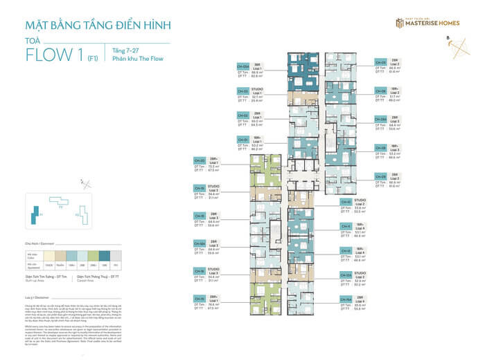 Mặt bằng The Flow Masteri Era Landmark tầng 7 -27 tòa flow 1