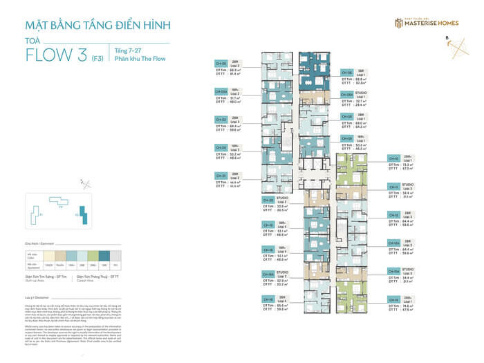Mặt bằng The Flow Masteri Era Landmark tầng 7 -27 tòa flow 3