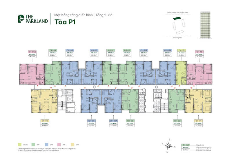 Toà P1 phân khu ParkLand Ocean City: Tổng quan, mặt bằng Toà P1 phân khu ParkLand Ocean City: Tổng quan, mặt bằng