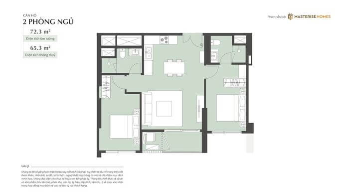 Mặt bằng Lumiere Essence Peak Cổ Loa 2 phòng ngủ