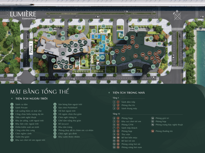 Mặt bằng Lumiere Essence Peak Cổ Loa tiện ích