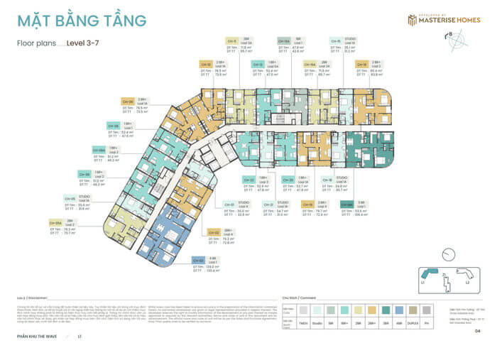 Tòa C5L1 Masteri Grand Coast mặt bằng tầng 3-7