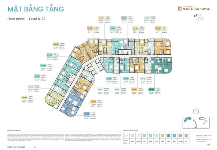 Tòa C5L1 Masteri Grand Coast mặt bằng tầng 8-22
