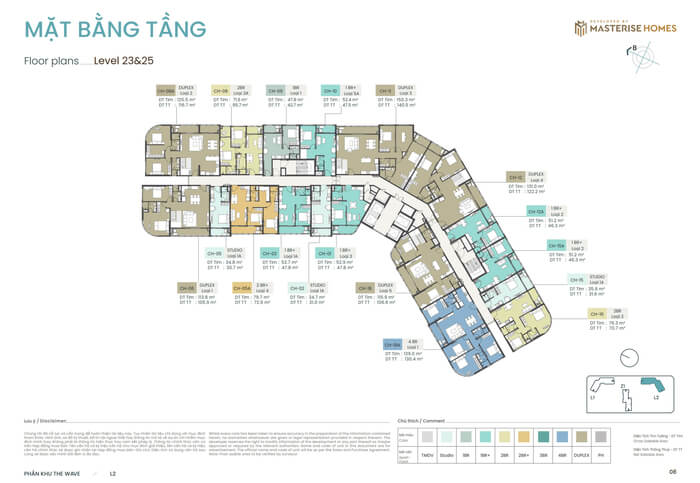 Tòa C5L2 Masteri Grand Coast mặt bằng tầng 23&25
