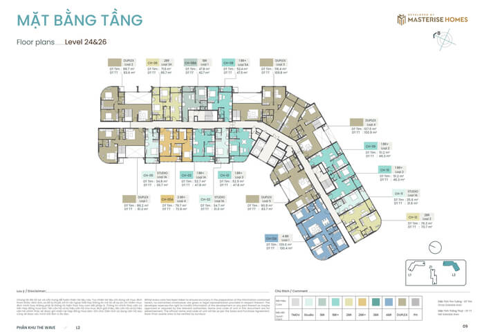 Tòa C5L2 Masteri Grand Coast mặt bằng tầng 24&26