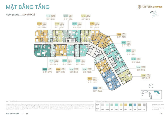 Tòa C5L2 Masteri Grand Coast mặt bằng tầng 8-22