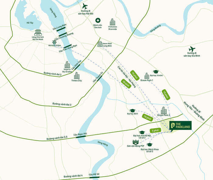 Vị trí Spring Garden The Parkland Ocean City kết nối