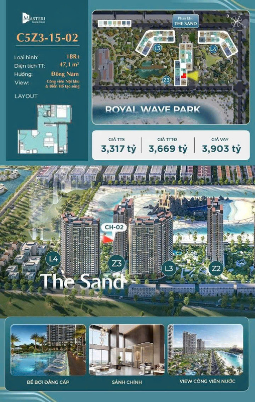 căn hộ 1PN Masteri Grand Coast