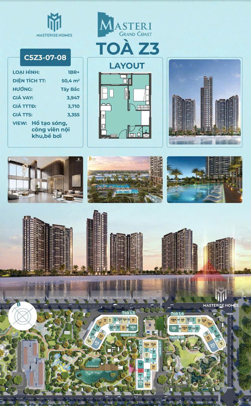 căn hộ 1PN Masteri Grand Coast