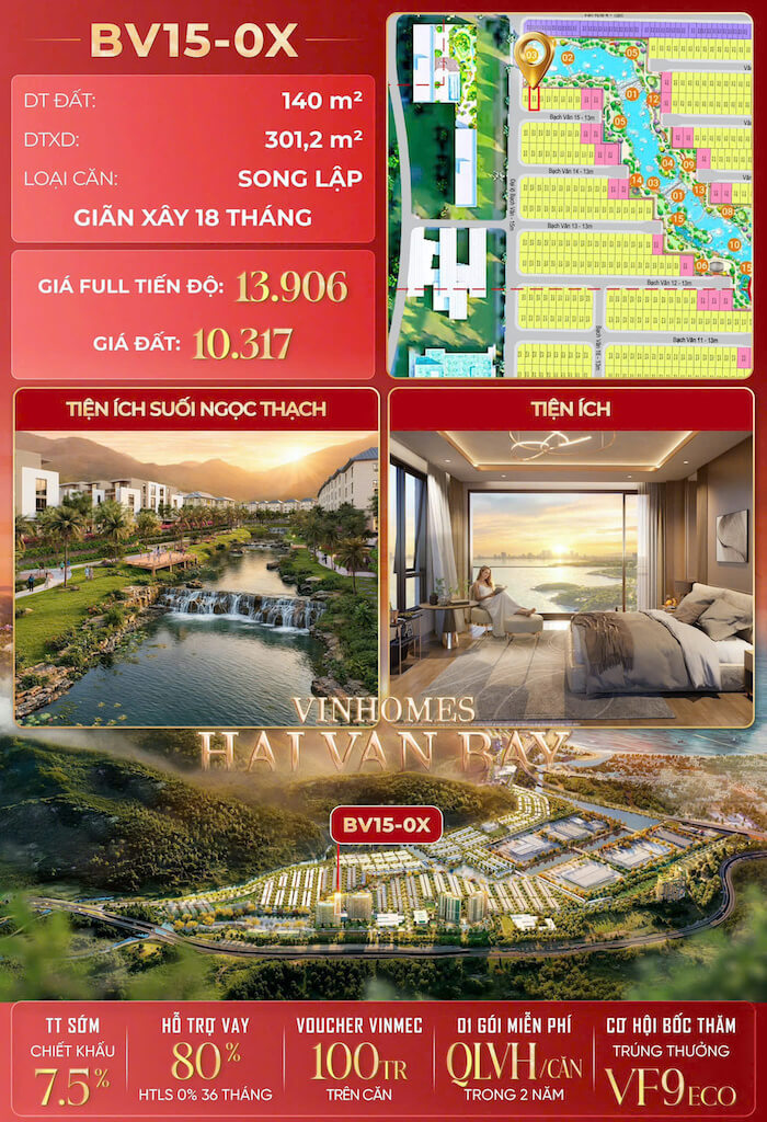 Bán song lập suối Bạch Vân Vinhomes Hải Vân Bay căn giới hạn