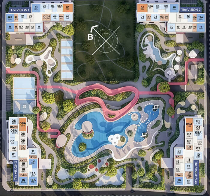 Toà Vision 2 Masteri Era Landmark mặt bằng Toà Vision 2 Masteri Era Landmark mặt bằng