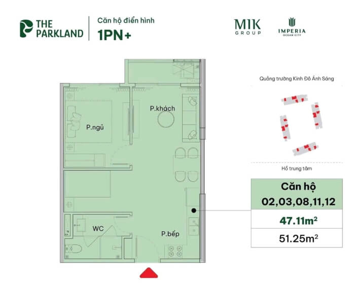Mặt bằng Prime Garden The Parkland 1pn Mặt bằng Prime Garden The Parkland 1pn
